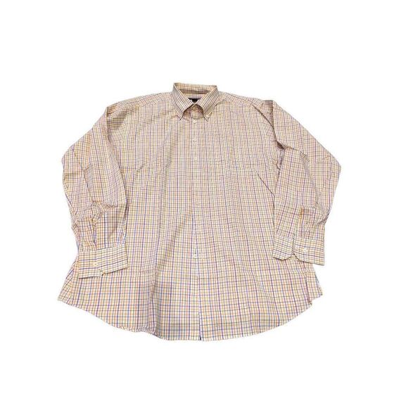 Scott Barber Men's Yellow Blue Long Sleeves Plaid Button Down Collar Shirt Sz XL - Picture 4 of 5